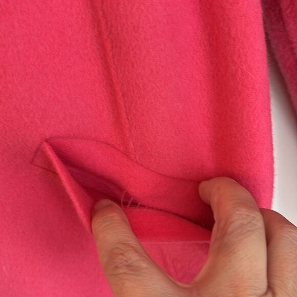 Talbots Wool blend open front Women's Bright Pink cowl jacket sweater medium EUC - Picture 4 of 9